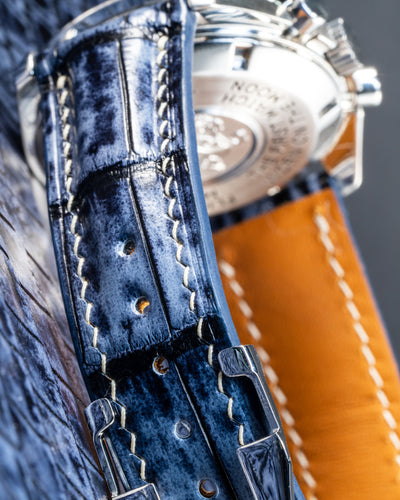 Bespoke Watch Strap in Blue Grey Rubbed Off Crocodile
