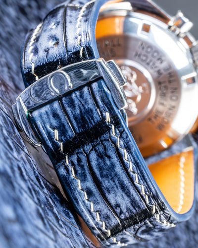 Bespoke Watch Strap in Blue Grey Rubbed Off Crocodile
