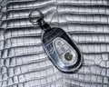Bespoke Key Fob Cover in Metallic Black Crocodile
