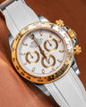 Solitaire Rubber straps in Snowy White for Rolex Daytona 116523