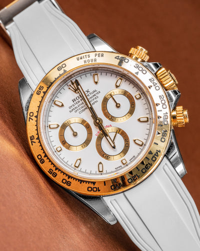 Solitaire Rubber straps in Snowy White for Rolex Daytona 116523