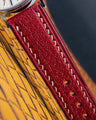 Bespoke Watch Strap in Maroon Red Chevre