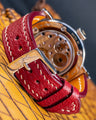 Bespoke Watch Strap in Maroon Red Chevre