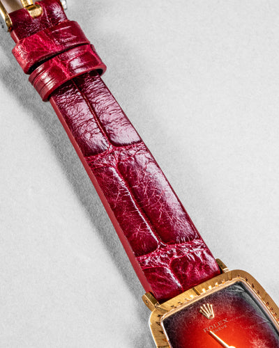 Bespoke Watch Strap in Maroon Red Crocodile