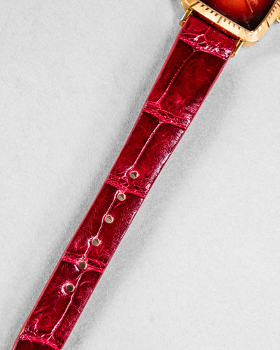 Bespoke Watch Strap in Maroon Red Crocodile