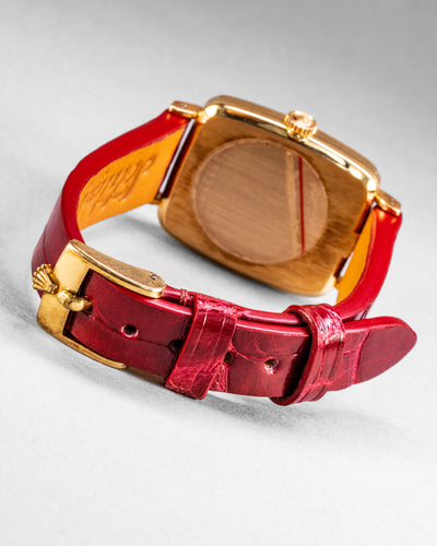 Bespoke Watch Strap in Maroon Red Crocodile