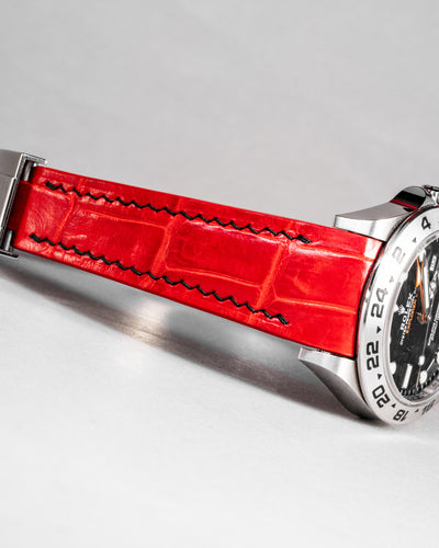 Bespoke Watch Strap in Ferrari Red Crocodile
