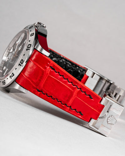 Bespoke Watch Strap in Ferrari Red Crocodile