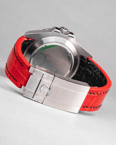 Bespoke Watch Strap in Ferrari Red Crocodile