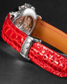 Bespoke Watch Strap in Ferrari Red Crocodile