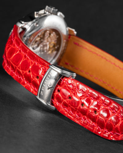 Bespoke Watch Strap in Ferrari Red Crocodile