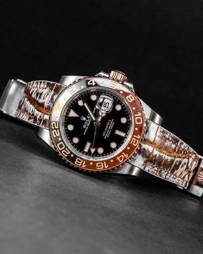 Bespoke Watch Strap in Rosegold rubbed off Alligator