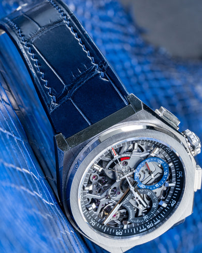 Bespoke Watch Strap in Navy Blue Crocodile