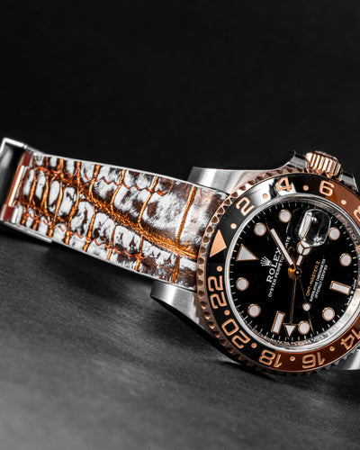 Bespoke Watch Strap in Rosegold rubbed off Alligator