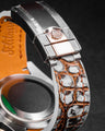 Bespoke Watch Strap in Rosegold rubbed off Alligator