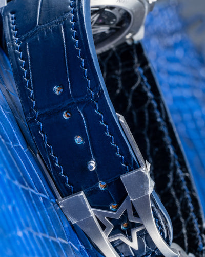 Bespoke Watch Strap in Navy Blue Crocodile