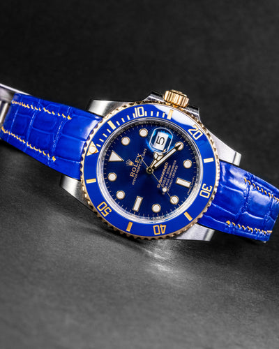 Bespoke Watch Strap in Electric Blue Crocodile