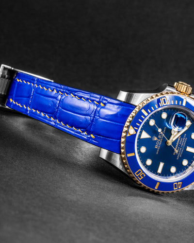 Bespoke Watch Strap in Electric Blue Crocodile