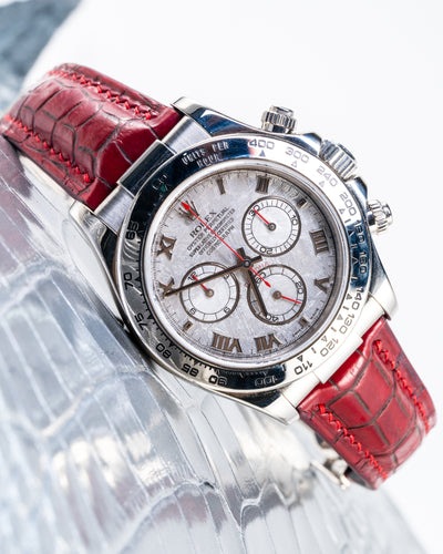 Bespoke Watch Strap in Flame Red Ombre Crocodile