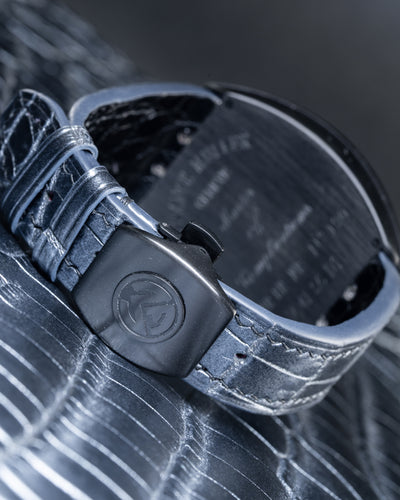 Bespoke Watch Strap in Metallic Black Crocodile