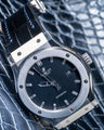 Bespoke Watch Strap in Navy Blue Crocodile