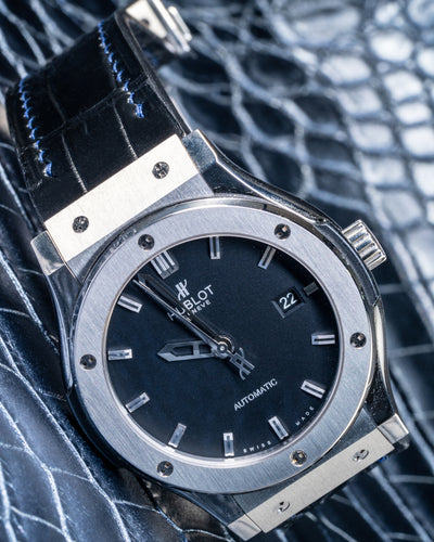 Bespoke Watch Strap in Navy Blue Crocodile