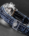 Bespoke Watch Strap in Black Grey Rubbed Off Crocodile