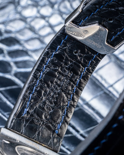Bespoke Watch Strap in Navy Blue Crocodile