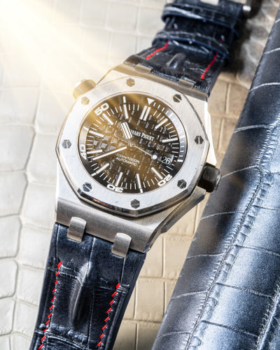 Bespoke Watch Strap in Metallic Black Crocodile