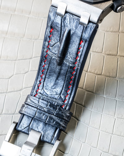 Bespoke Watch Strap in Metallic Black Crocodile