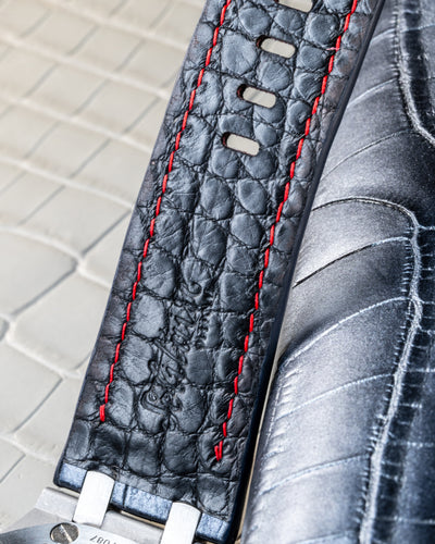 Bespoke Watch Strap in Metallic Black Crocodile