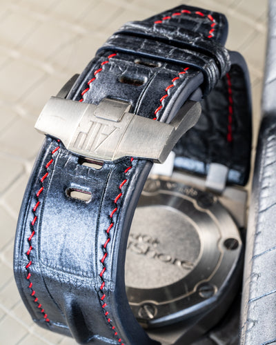 Bespoke Watch Strap in Metallic Black Crocodile