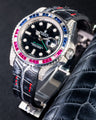 Bespoke Watch Strap in Black Silver Alligator