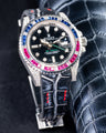 Bespoke Watch Strap in Black Silver Alligator