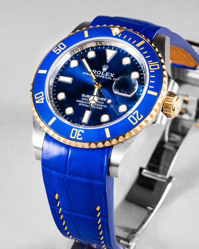 Bespoke Watch Strap in Electric Blue Crocodile