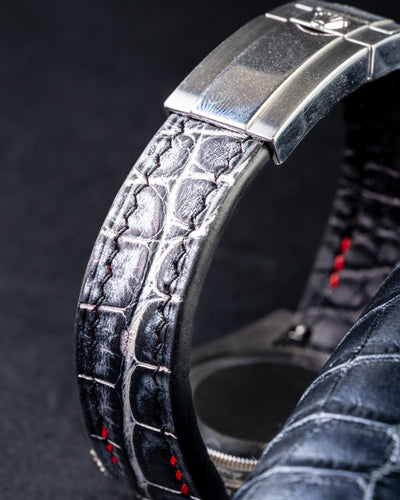 Bespoke Watch Strap in Black Silver Alligator