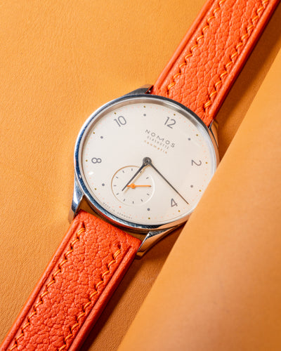 Bespoke Watch Strap in Orange Chèvre