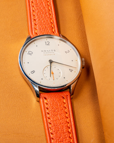 Bespoke Watch Strap in Orange Chèvre