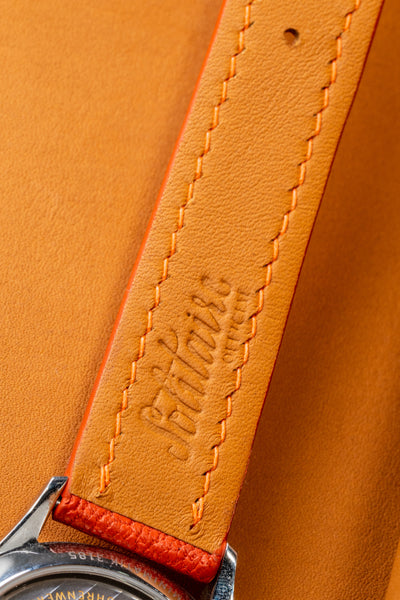 Bespoke Watch Strap in Orange Chèvre