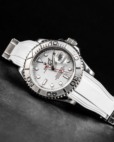 Solitaire Rubber straps in Snowy White for Rolex Yacht-Master 116622