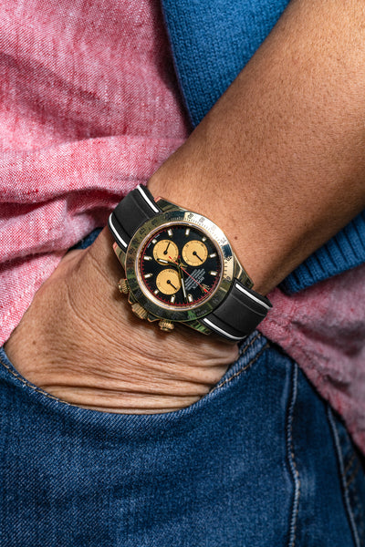 Solitaire Rubber straps in Zebra Black for Rolex Daytona 116508