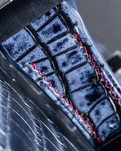 Bespoke Watch Strap in Blue Grey Rubbed Off Crocodile