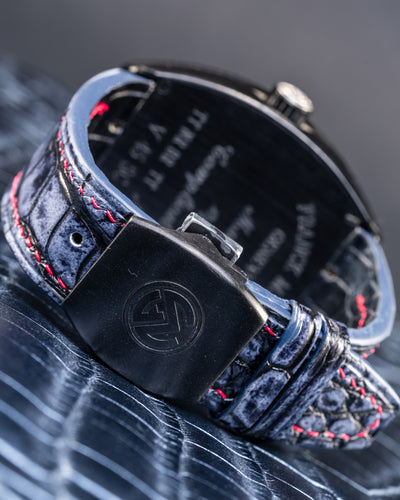 Bespoke Watch Strap in Blue Grey Rubbed Off Crocodile