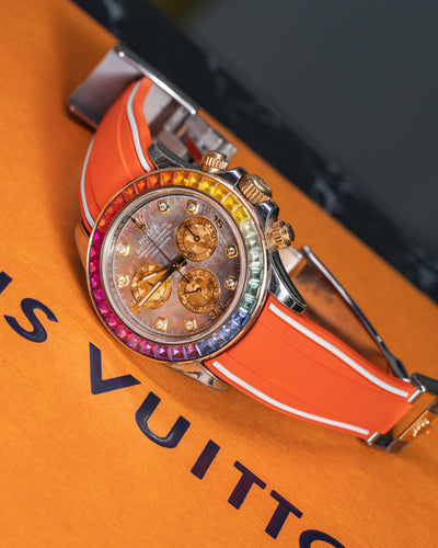 Solitaire Rubber straps in Frosted Orange for Rolex Daytona 116508