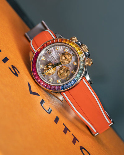 Solitaire Rubber straps in Frosted Orange for Rolex Daytona 116508