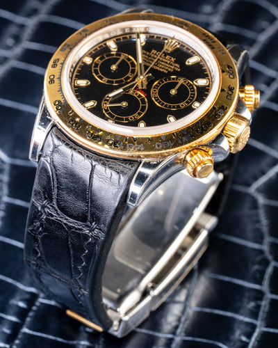 Bespoke Watch Strap in Metallic Black Crocodile