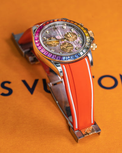 Solitaire Rubber straps in Frosted Orange for Rolex Daytona 116508