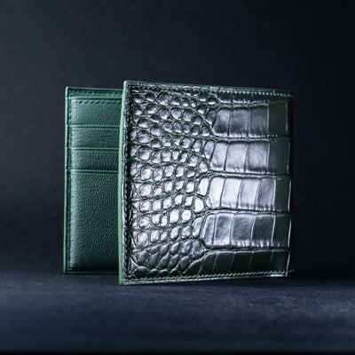 Bespoke Bifold Wallet in Hunter Green Crocodile