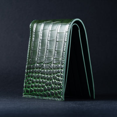 Bespoke Bifold Wallet in Hunter Green Crocodile