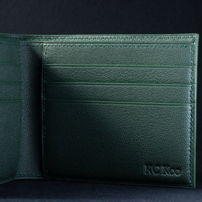 Bespoke Bifold Wallet in Hunter Green Crocodile